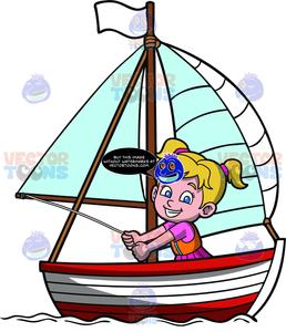 A Cute Girl Sailing A Boat