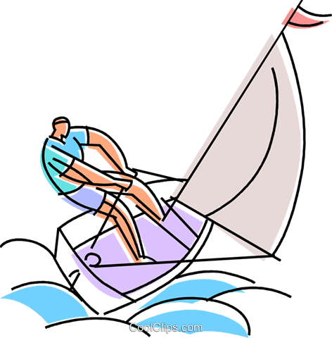Man sailing Royalty Free Vector Clip Art illustration