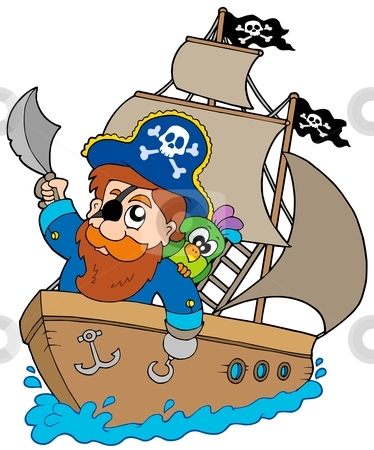 Pirate sailing ship.