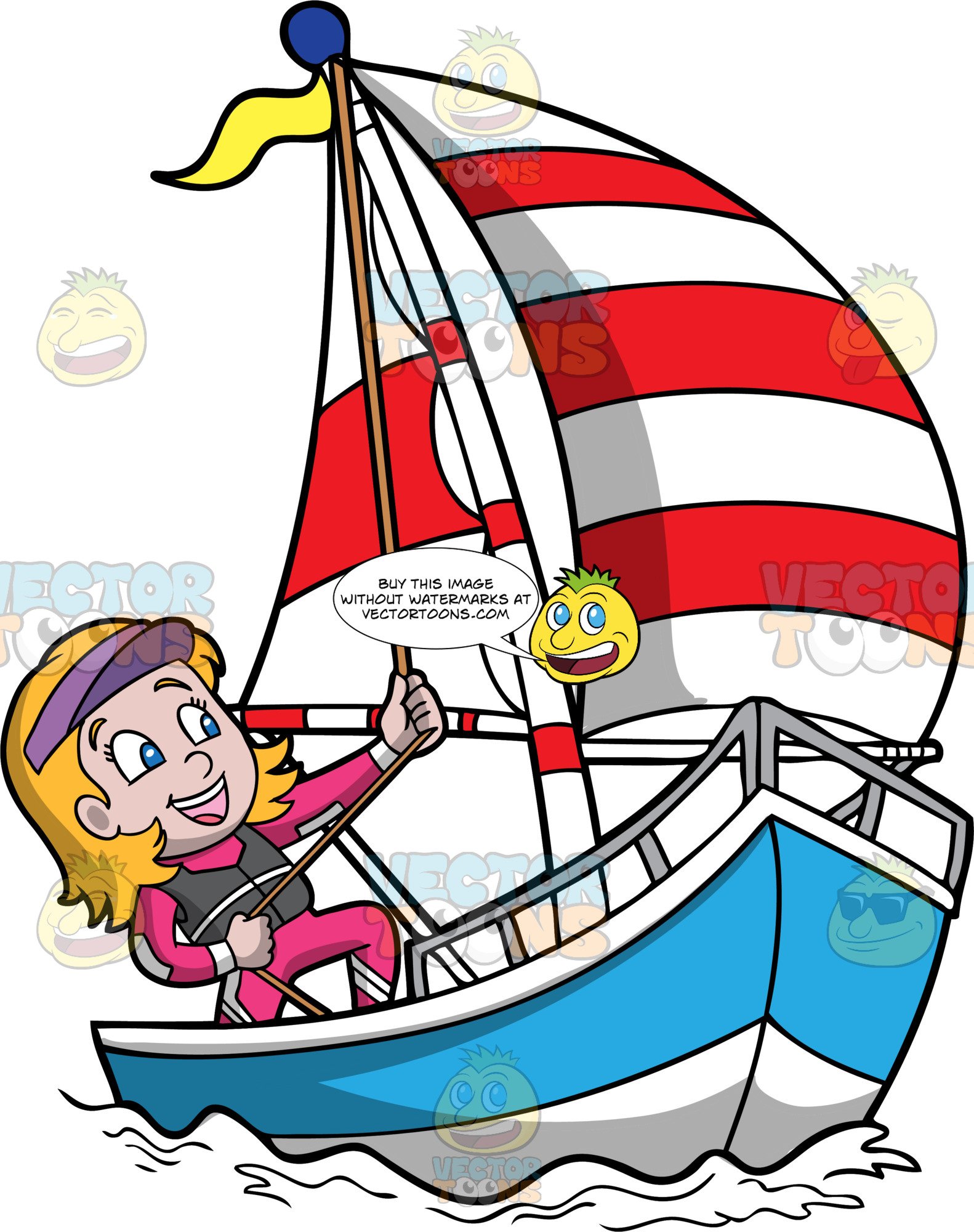 A Girl Sailing A Boat