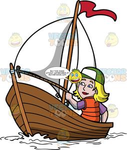 A Woman Sailing A Boat