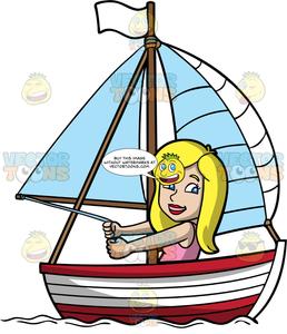A Pretty Woman Sailing A Boat