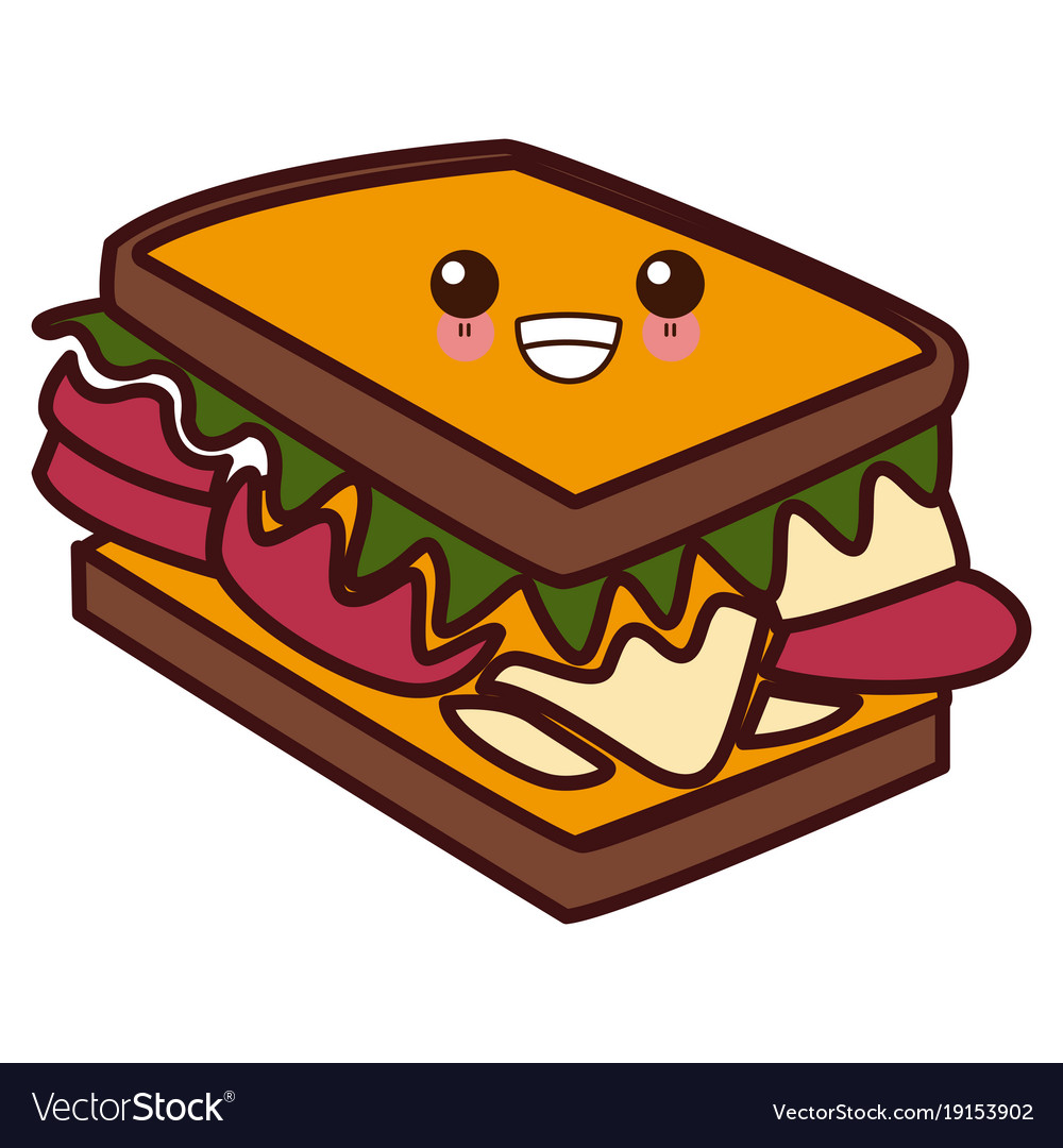 Sandwich delicious food kawaii cute cartoon