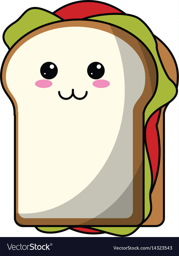 Kawaii sandwich tasty food icon