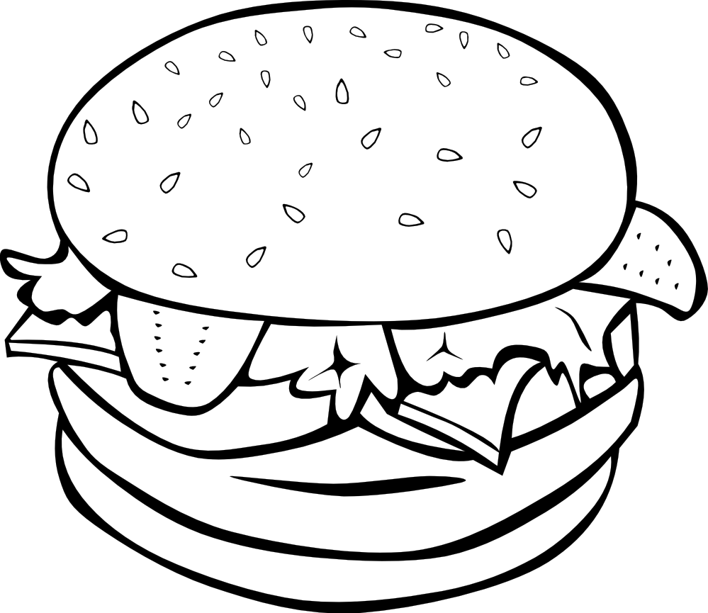 Sandwich clipart line drawing, Sandwich line drawing
