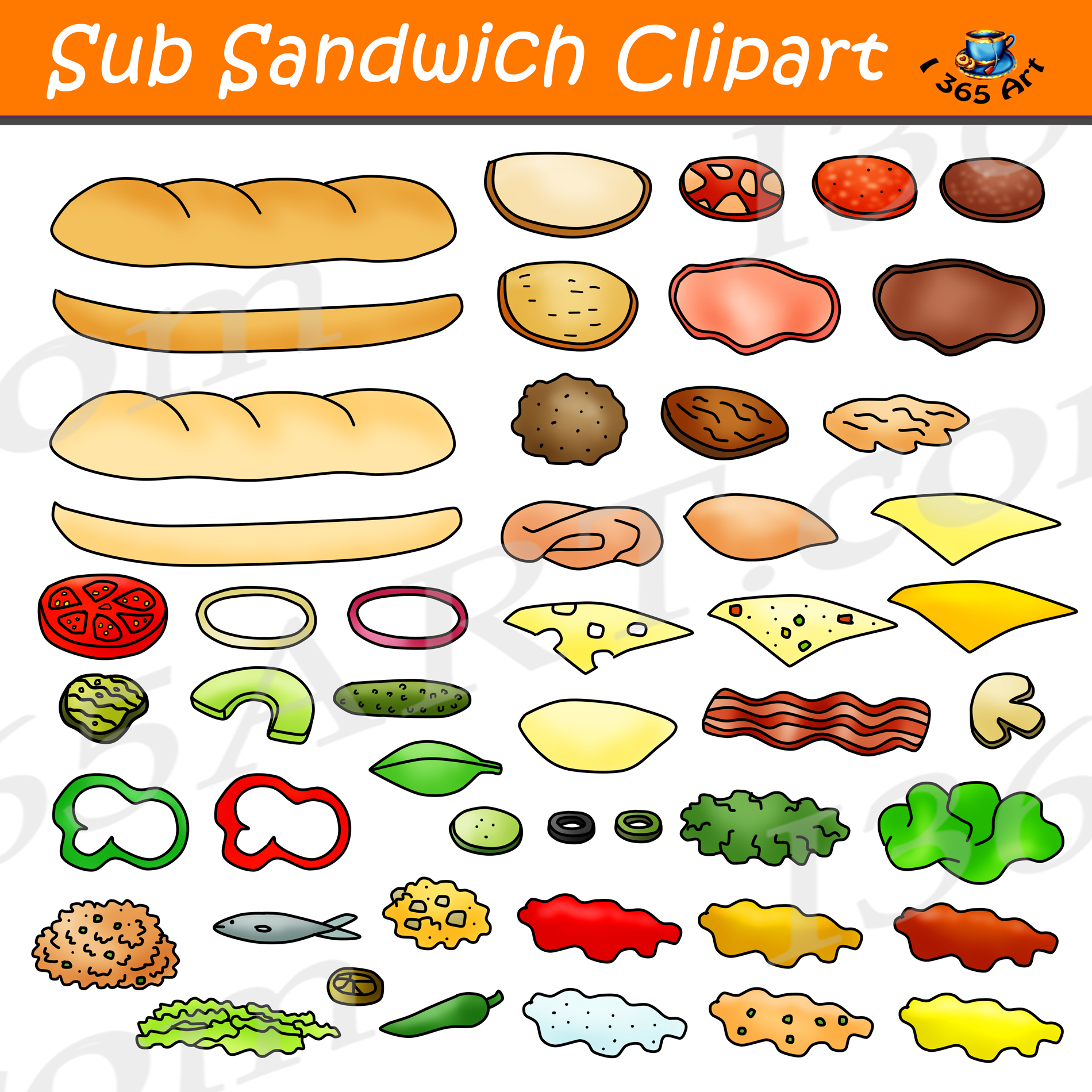 Build A Sub Sandwich Clipart Set
