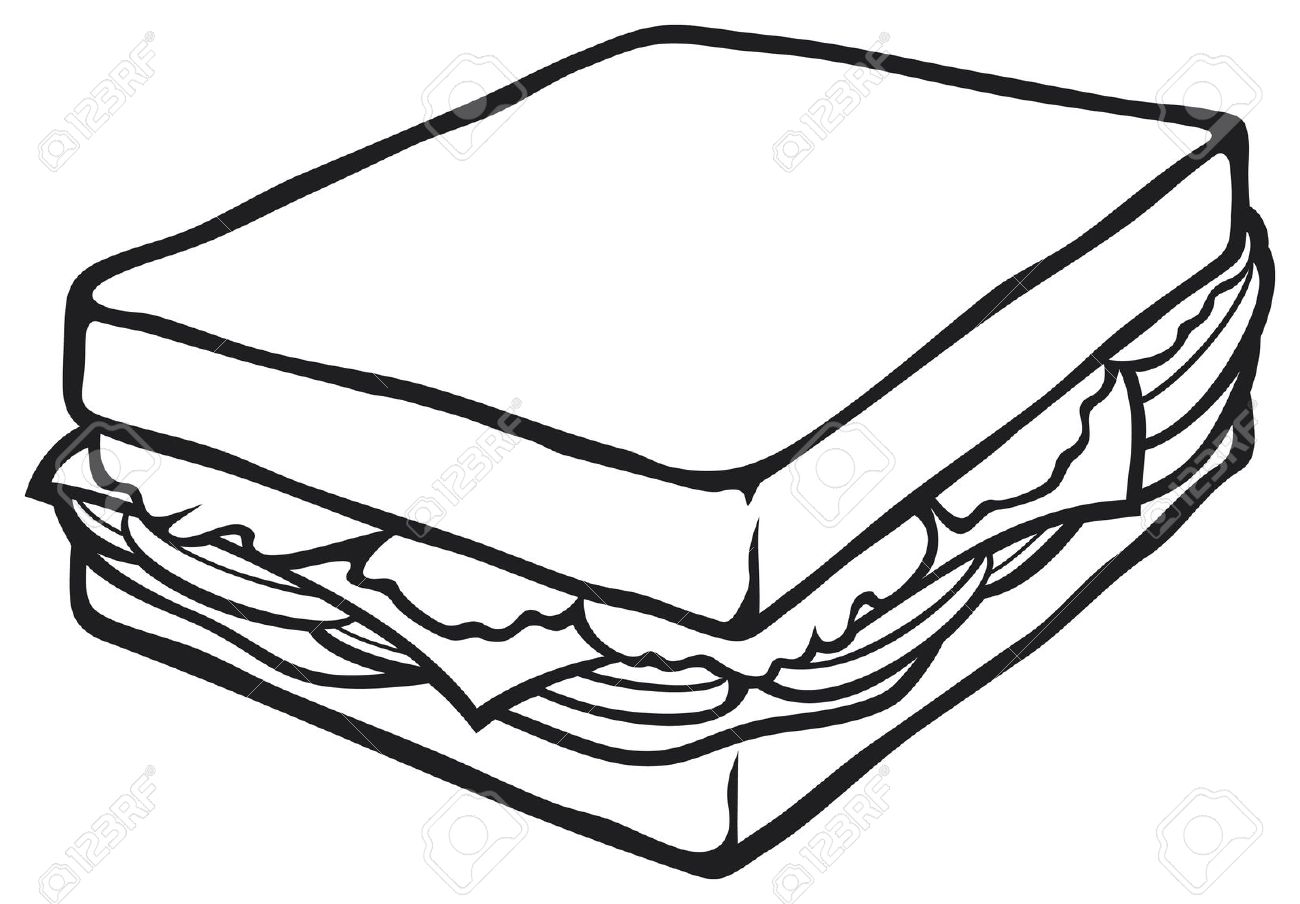 Sandwich clipart black and white