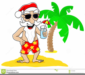 Santa Claus At The Beach Clipart