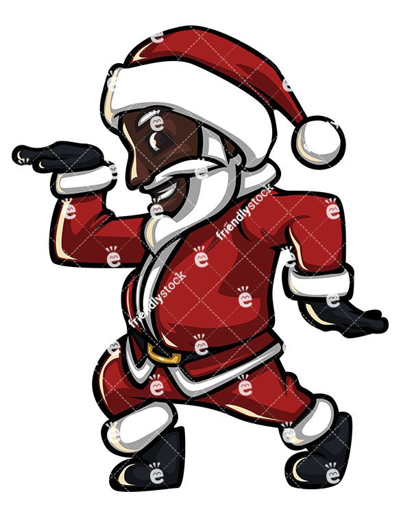 An Energetic Black Santa Claus Smiling And Making A Disco