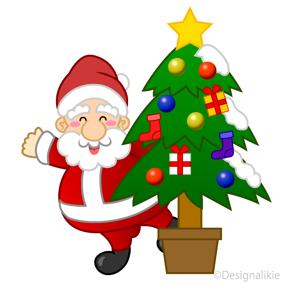 Santa and Christmas Tree Clipart Free Picture