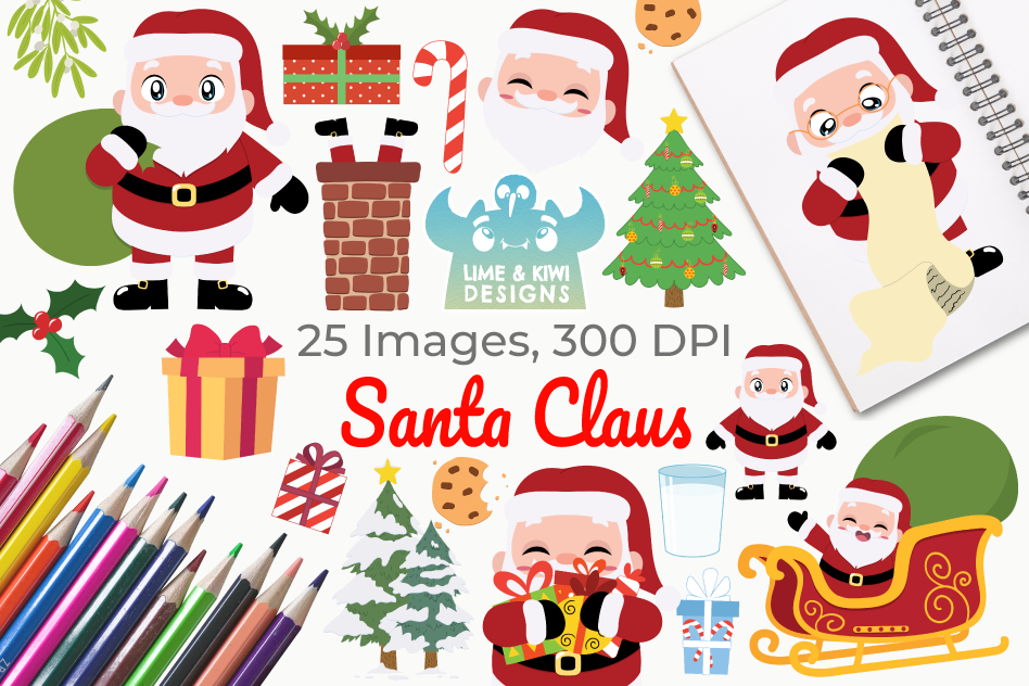Santa Claus Clipart, Instant Download Vector Art, Commercial