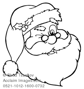 Clipart Illustration of Christmas Coloring Page of a Winking