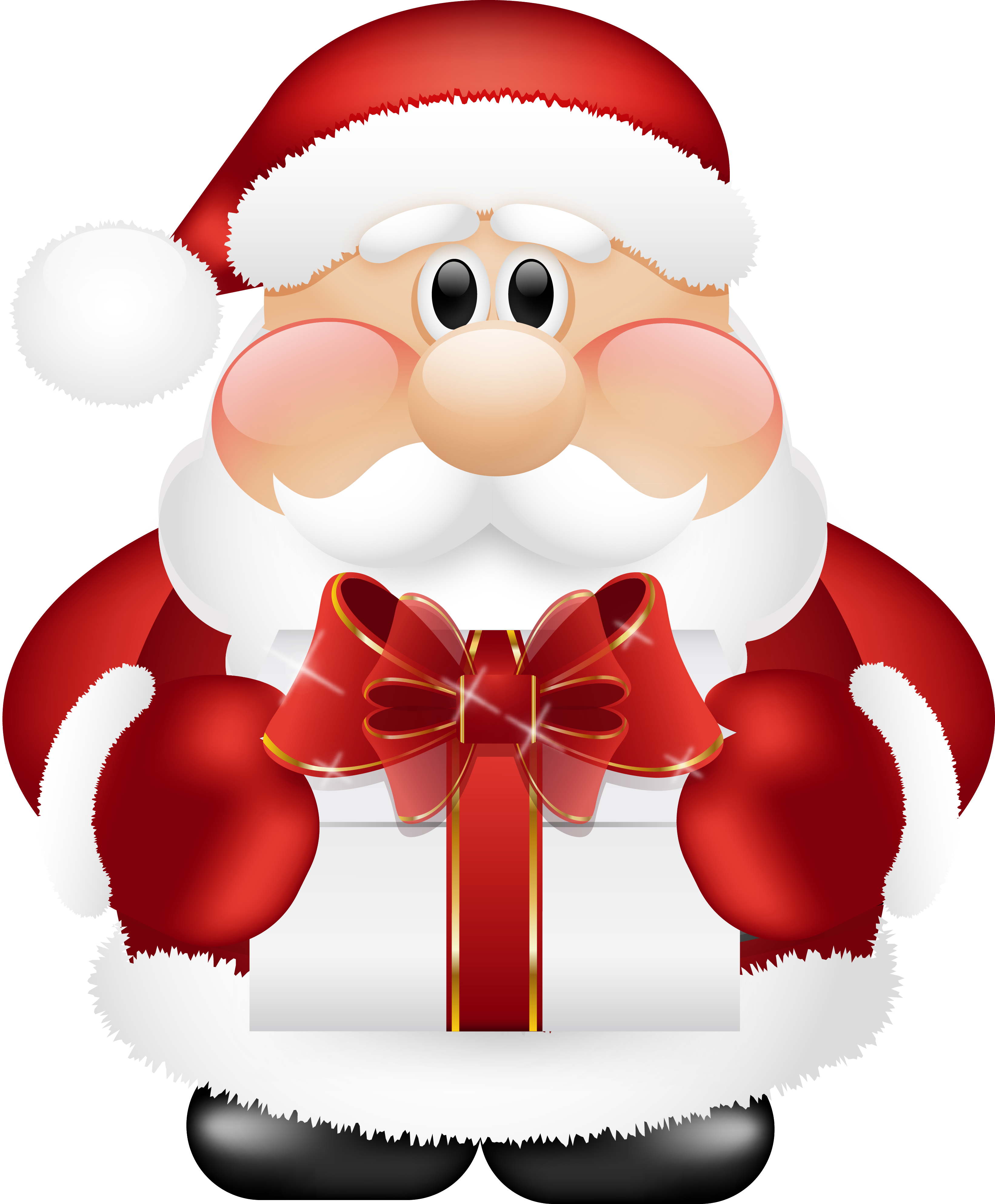 Cute Santa Claus with Gift PNG Clipart