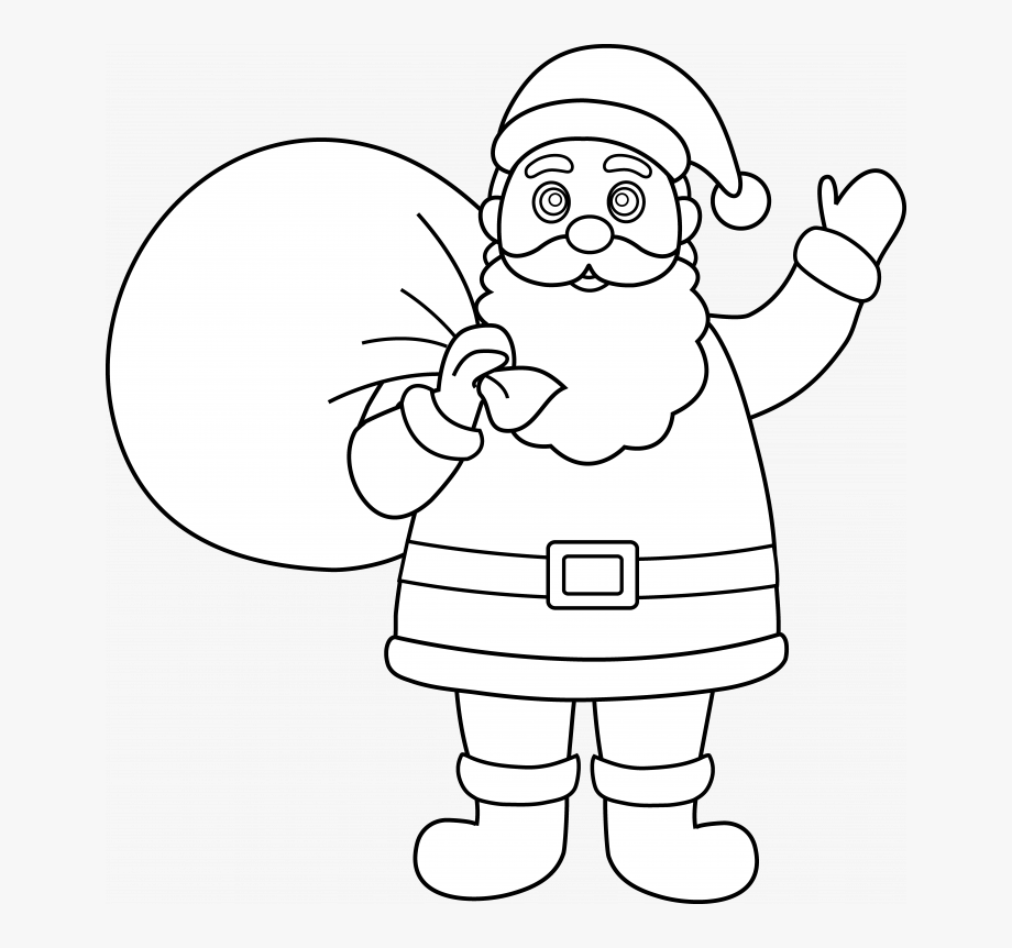 Christmas Background Black Contour Cartoon Claus And