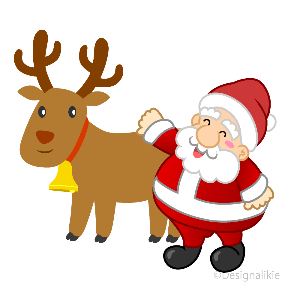 Cute reindeer and Santa Clipart Free Picture