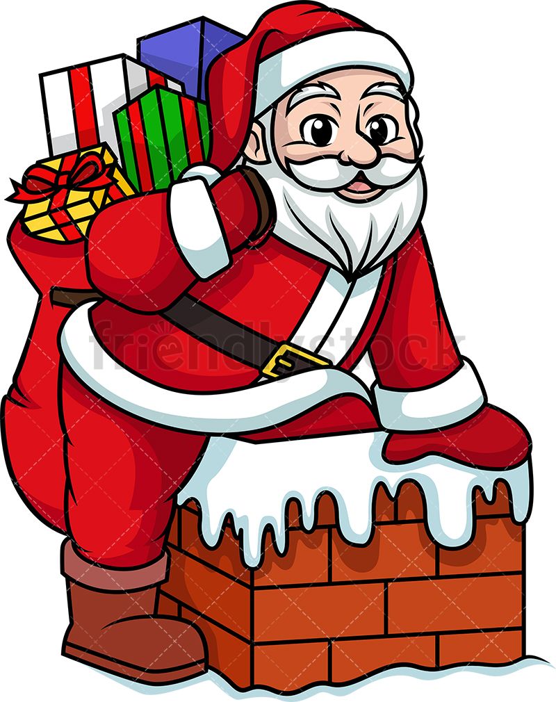 Santa Claus Getting Into A Chimney