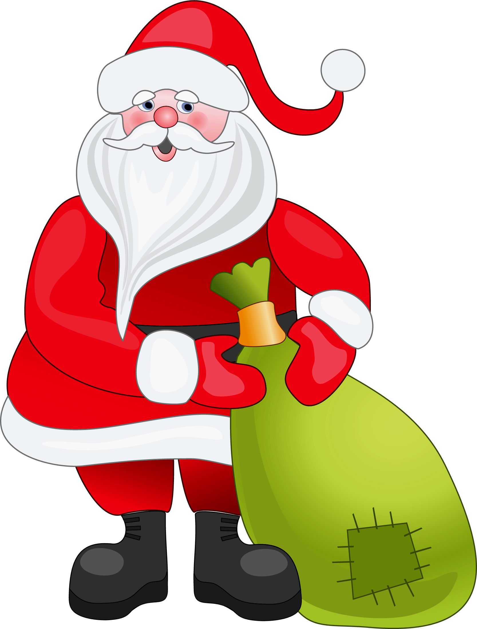 Santa Claus with Green Bag PNG Clipart