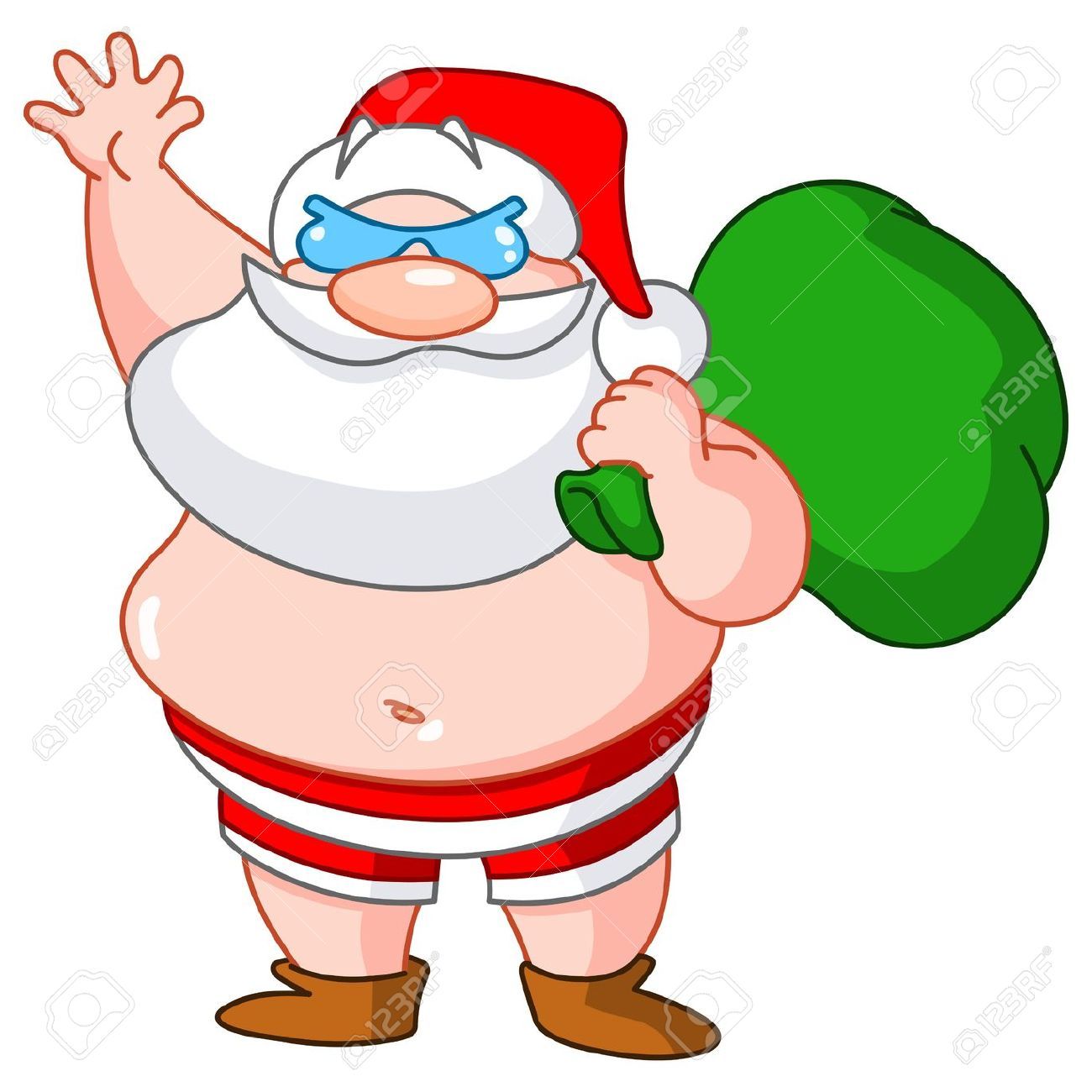 Image result for santa in a bathing suit clipart