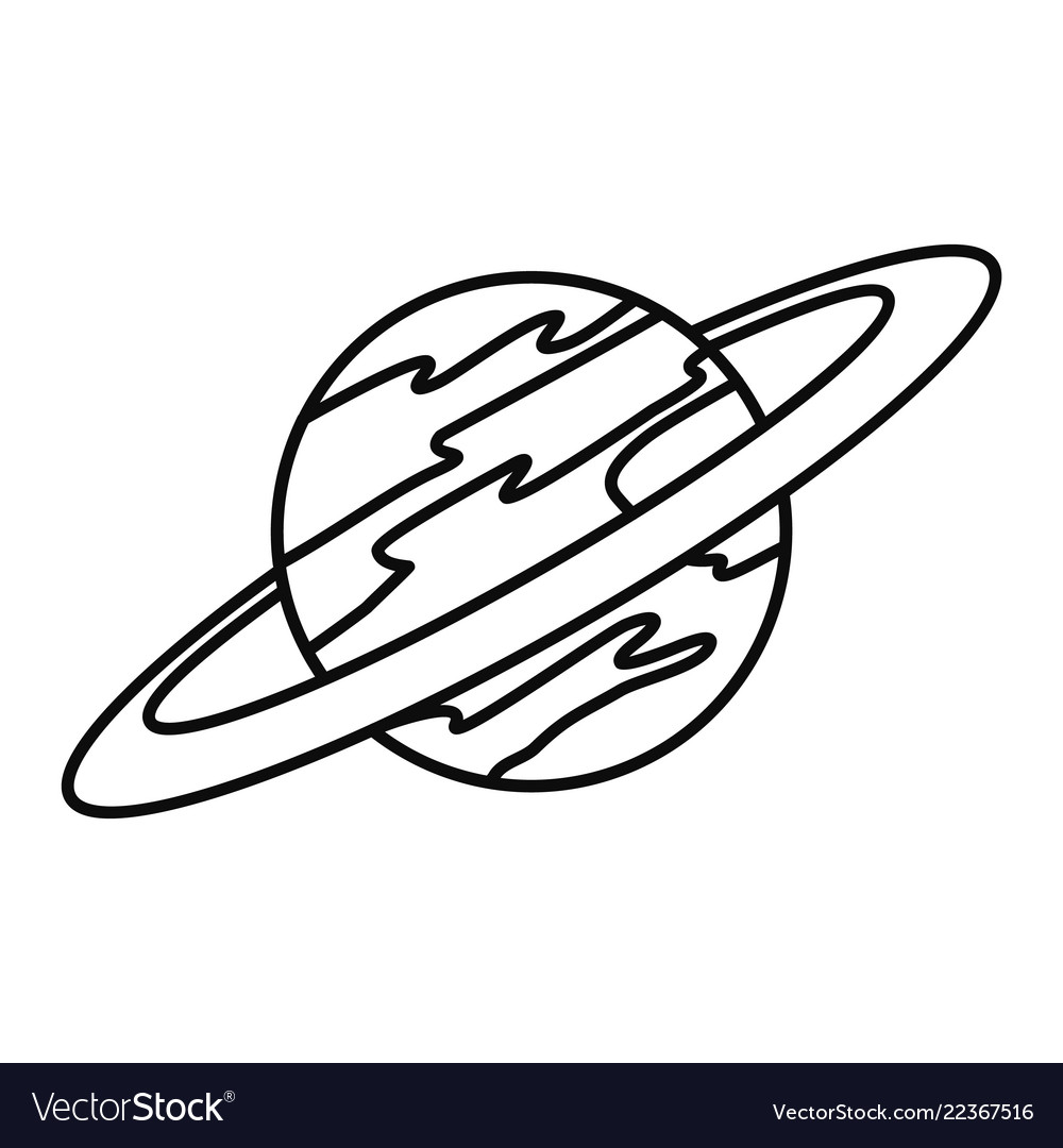 Saturn planet icon outline style