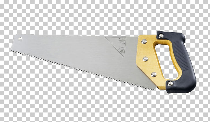 Hand Saw, yellow, gray, and black hand saw PNG clipart