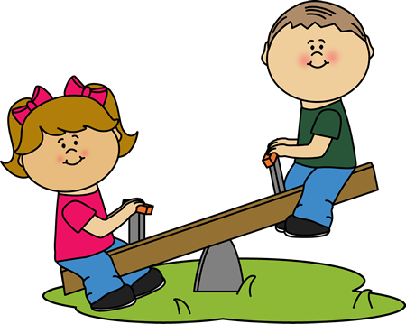 Children on a See Saw Clip Art