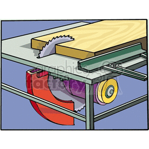 Table saw cutting a board clipart