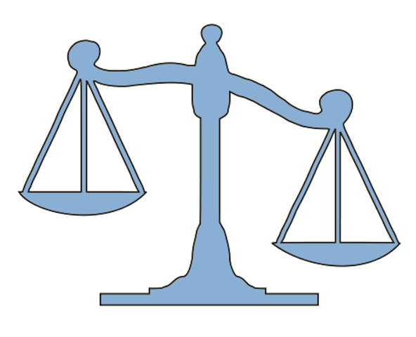 Unbalanced justice scale.