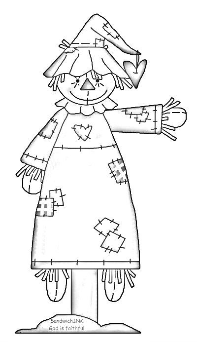 A fun scarecrow clipart and coloring page for all of us in