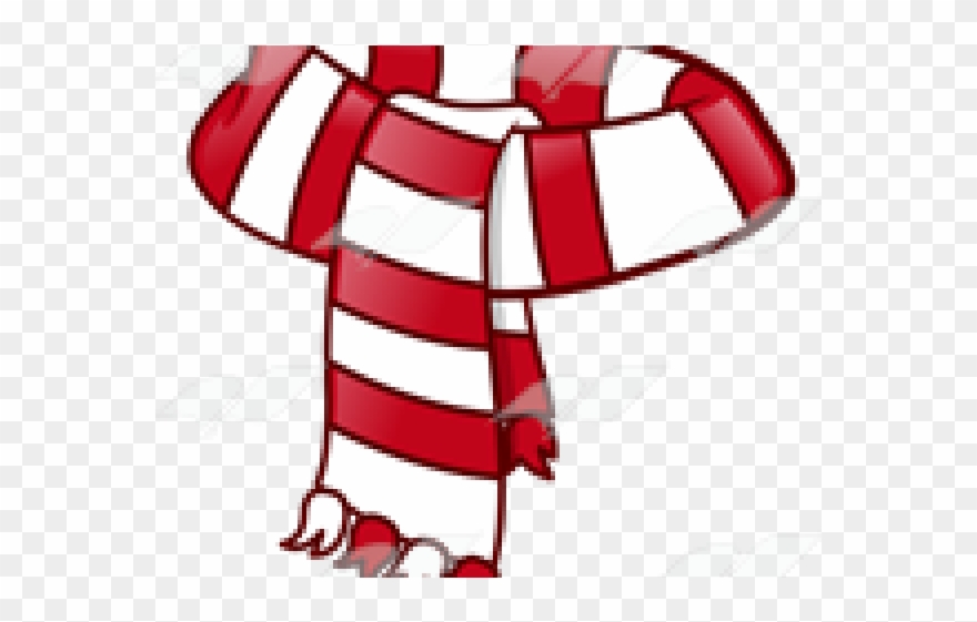 Red And White Scarf Cartoon Clipart