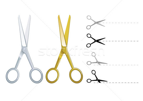 Set of vector silver and gold scissors vector illustration