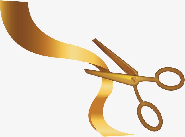 Golden scissors ribbon.
