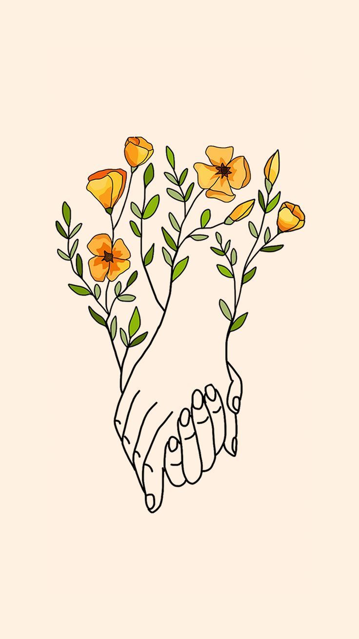 Hands holding flowers.