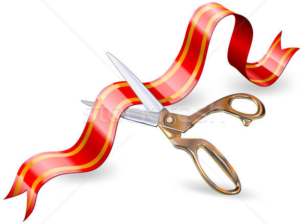 Scissor and ribbon vector illustration