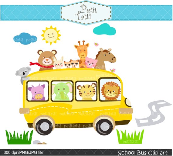 School bus clipart, back to school clipart,instant download