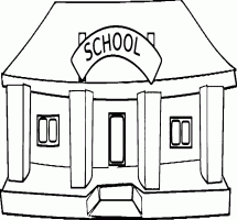 school clipart black and white building