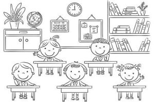 School classroom clipart black and white