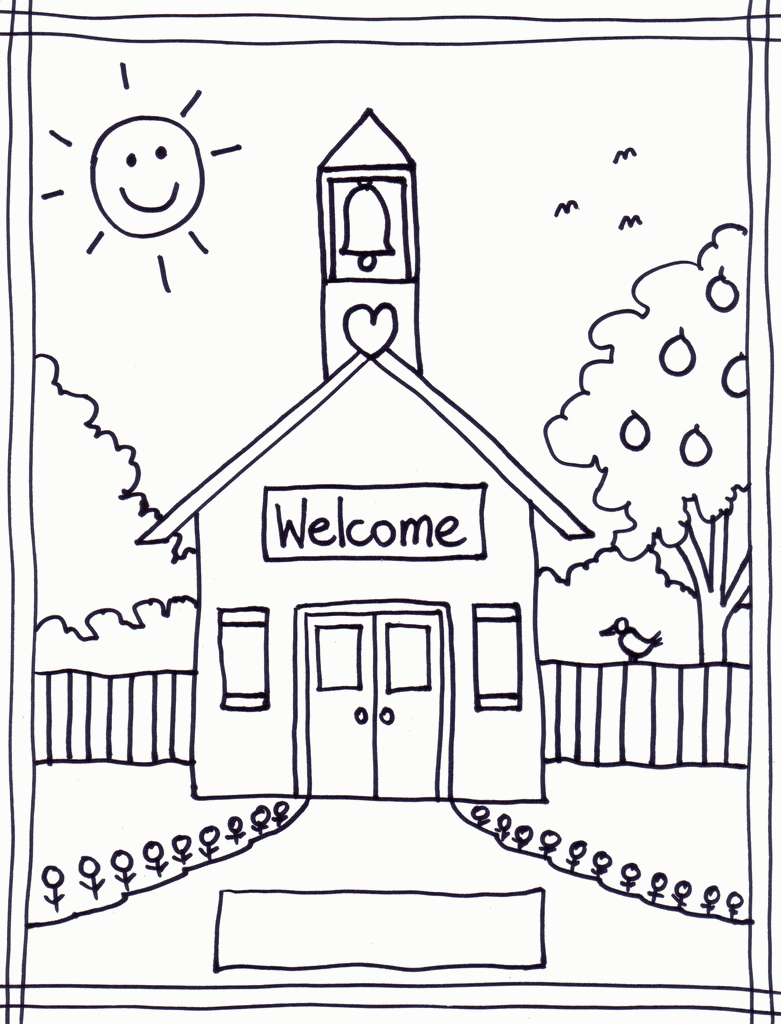Black And White School Building Clipart