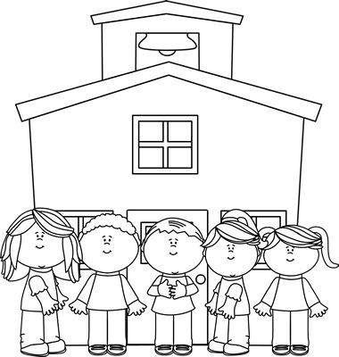 school clipart black and white elementary