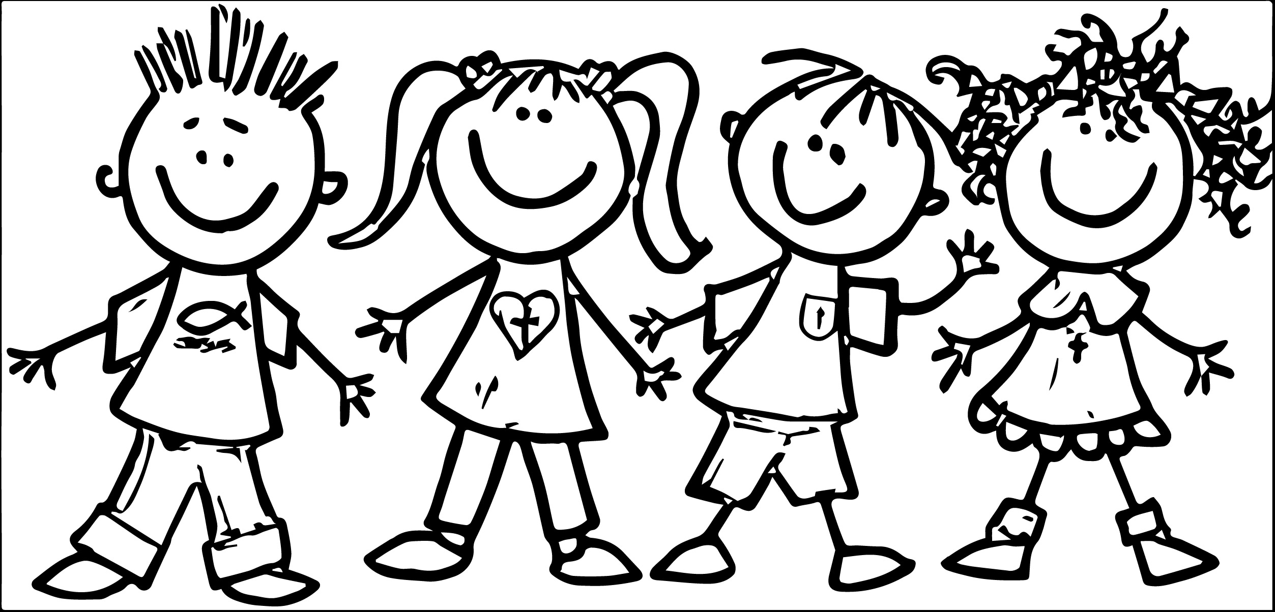 Free School Kids Clipart Black And White, Download Free Clip