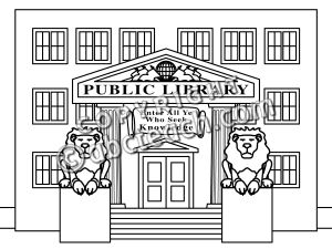 School library clipart black and white