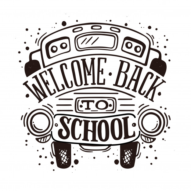 Welcome back to school clipart black and white clipart