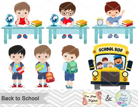 Instant Download Back to School Clip Art, School Day Clipart
