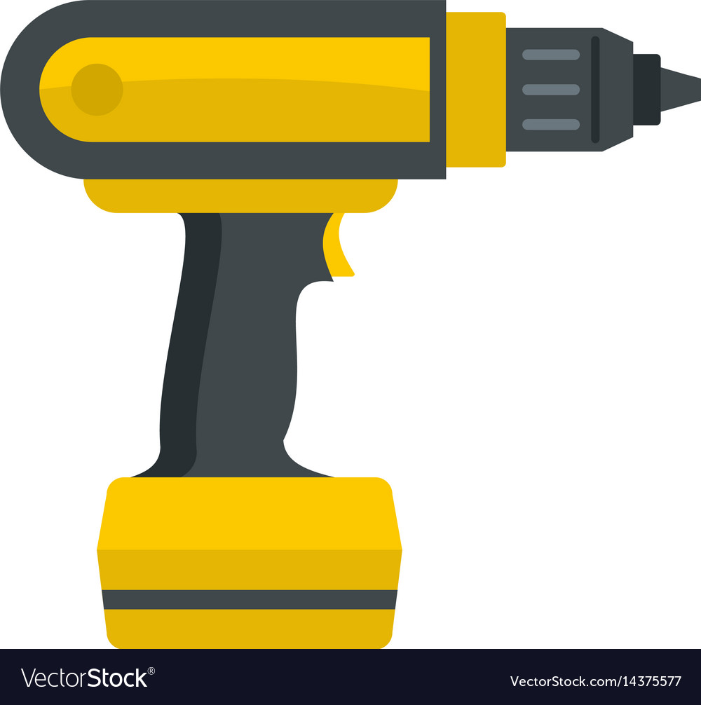 Yellow electric screwdriver drill icon isolated