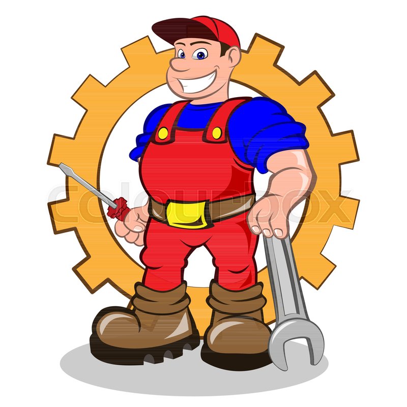 Smiling mechanic with a screwdriver