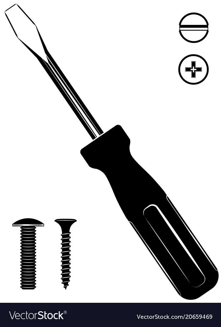 Screwdriver icon screws and bolts set