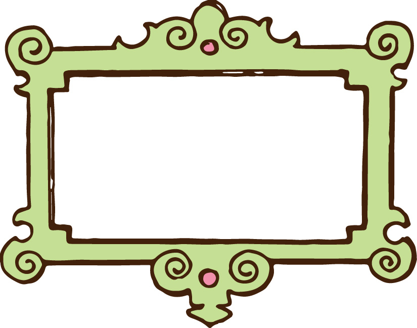 Pink scroll frame.