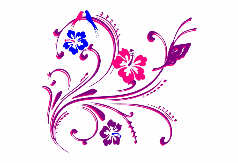 Butterfly Scroll Purple Blue Pink Tei Svg Clip Arts
