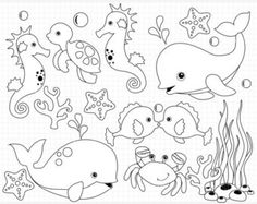 Under the sea clipart black and white