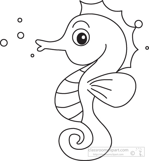 sea clipart black and white seahorse