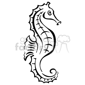 Black and white seahorse clipart
